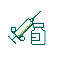 Icon of a syringe next to a medicine bottle