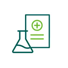 Icon of a conical flask next to a medical certificate