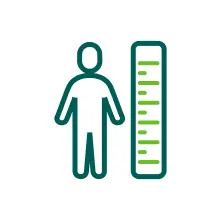 Icon of a person being measured